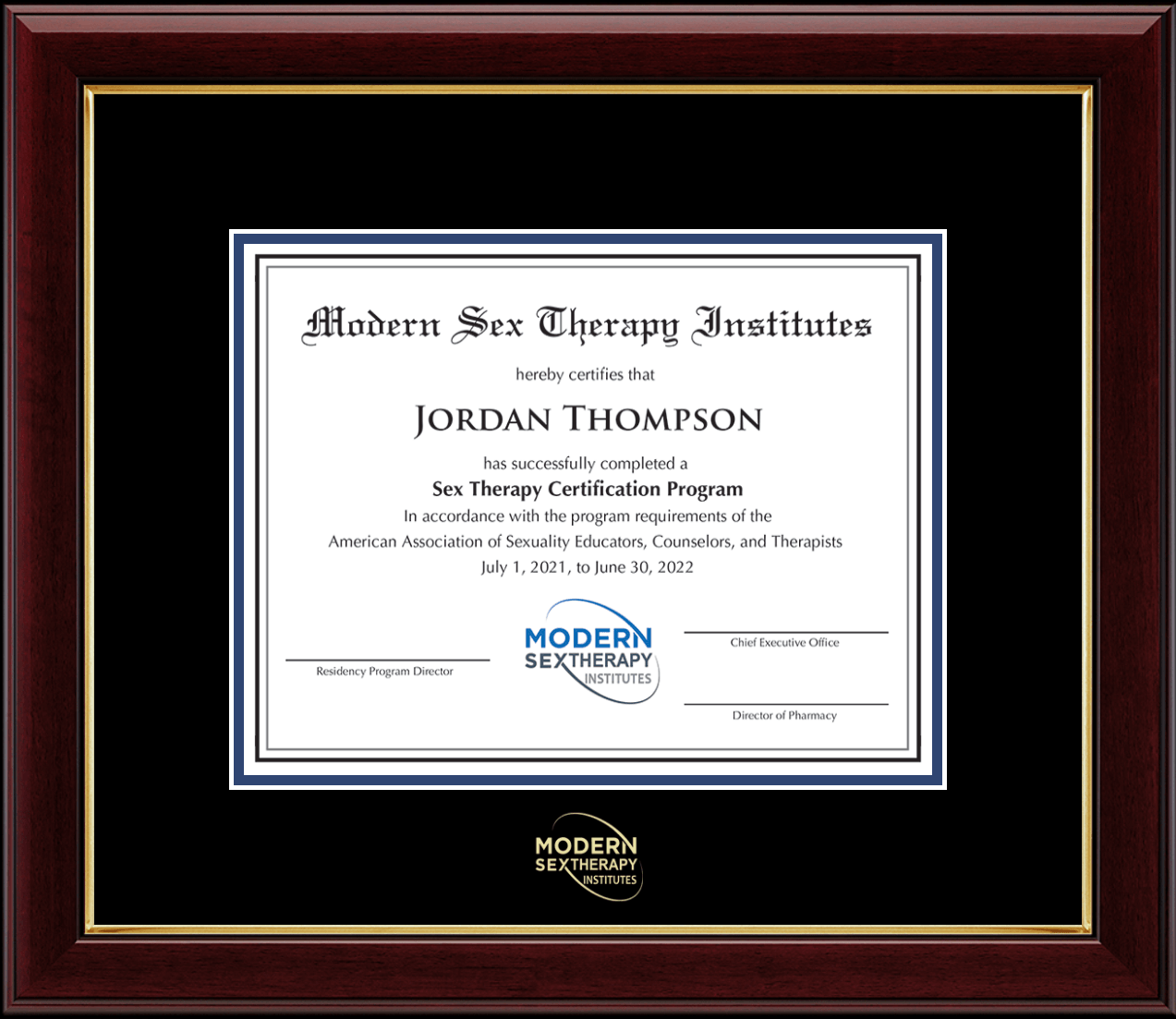 Modern Sex Therapy Institutes Gold Embossed Certificate Frame In Gallery Item From