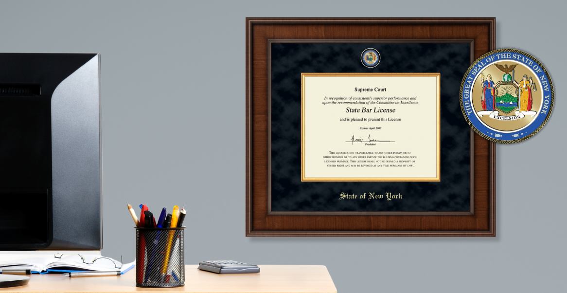 New York State Seal Certificate Frame