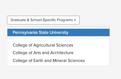 Pennsylvania State University list of grad schools