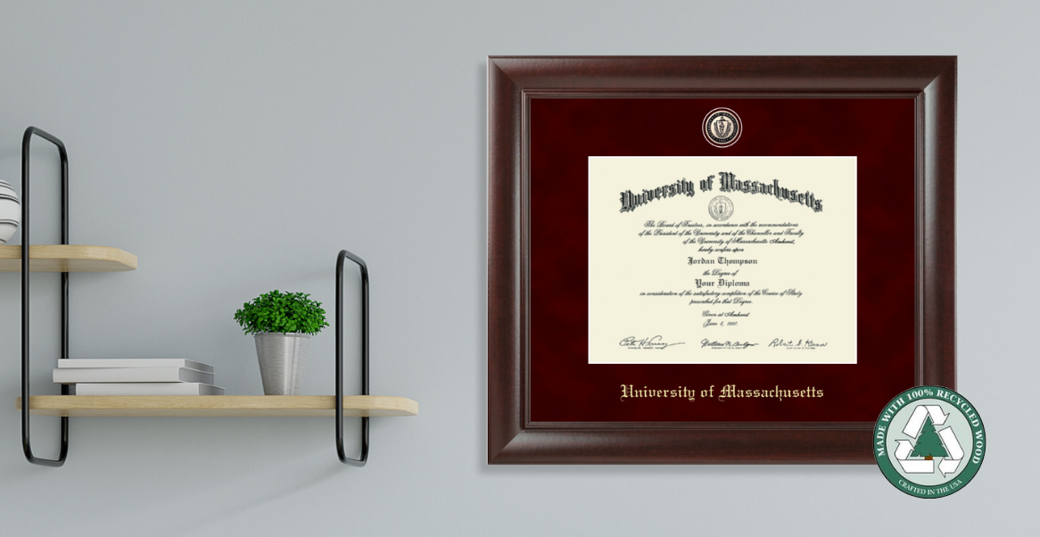 University of Massachusetts Recycled Wood Diploma Frame