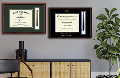  Side by side diploma frame with tassels