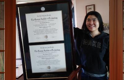 Girl with Georgia Institute of Technology Double Document Diploma Frame