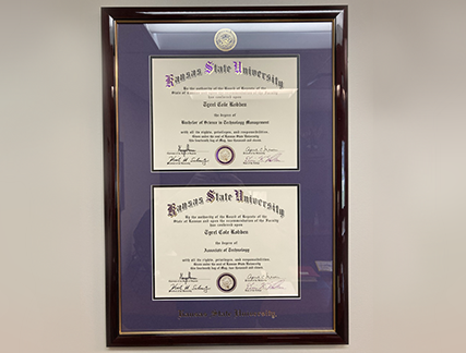 Kansas State University Double document diploma frame with purple mat