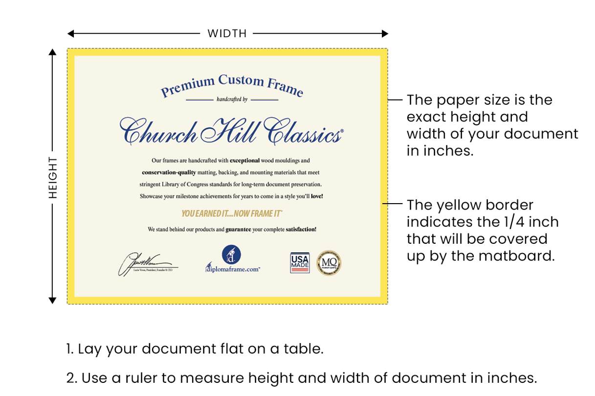 how to measure your document or diploma