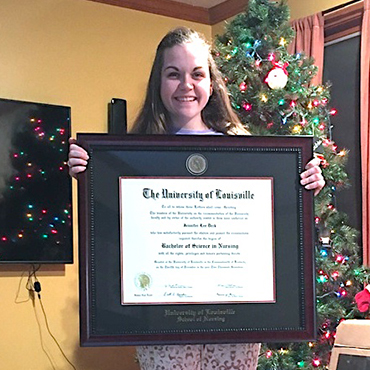 The University of Louisville diploma frame as a christmas gift