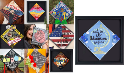 montage of decorated grad caps