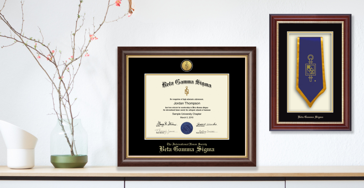 Beta Gamma Sigma Certificate Frame and Stole Frame