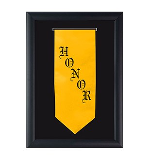 Yellow Graduation Stole in a Shadowbox Frame