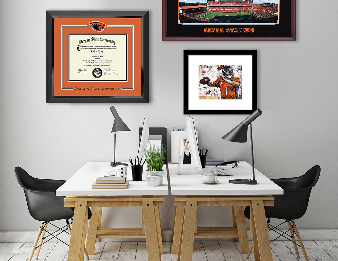Work from home photo with Oregon State University spirit frame