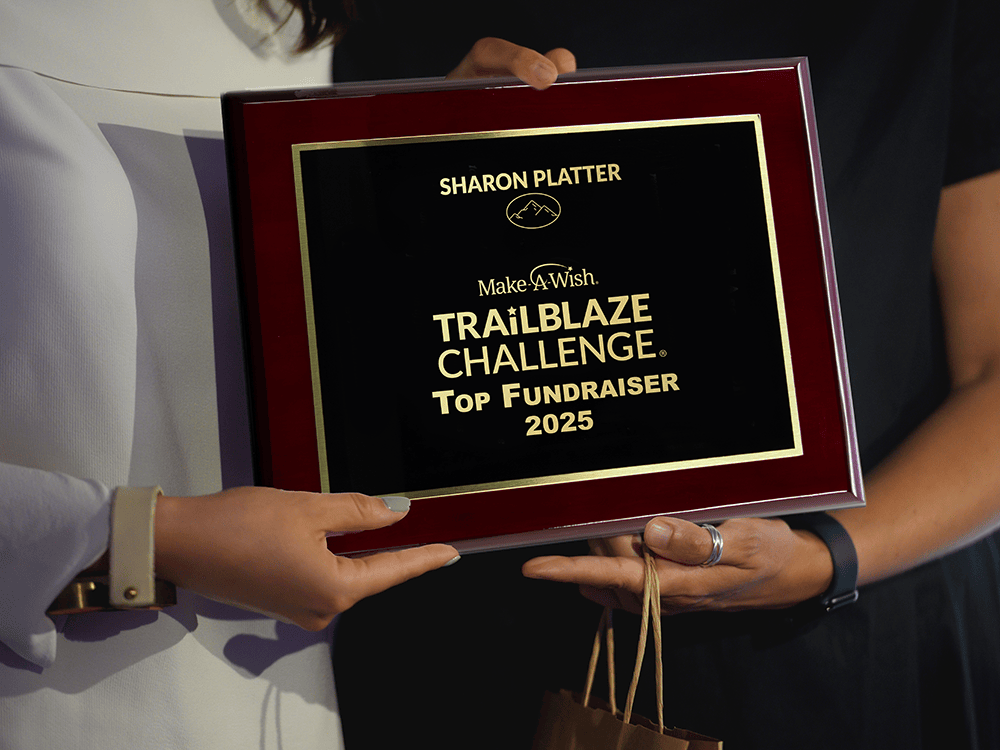 Custom fundraiser plaque being presented