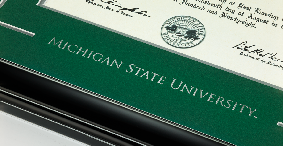 Michigan State University Embossed Name on Green Mat