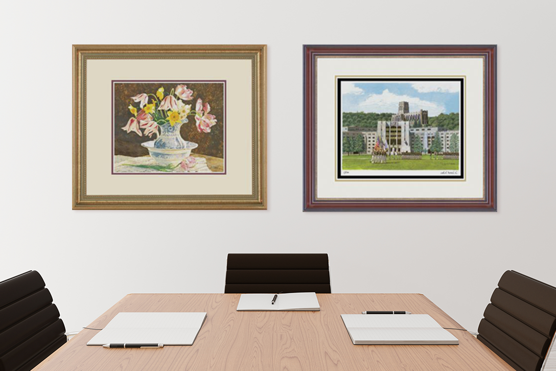 Two frames in conference room