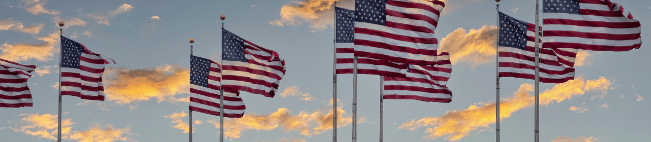 US Flags blowing in the wind