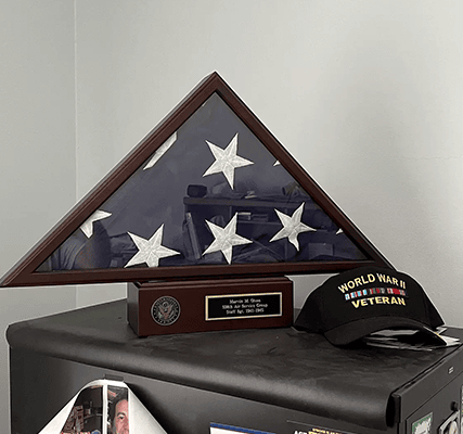 US Flag Case on cabinet