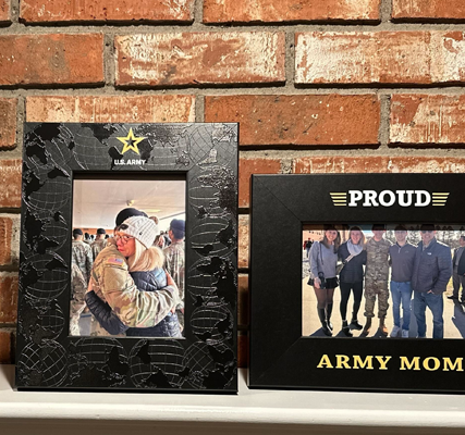 Two US Army Picture Frames on shelf