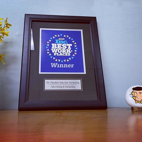 Custom plaque for Inc. best workplaces winner