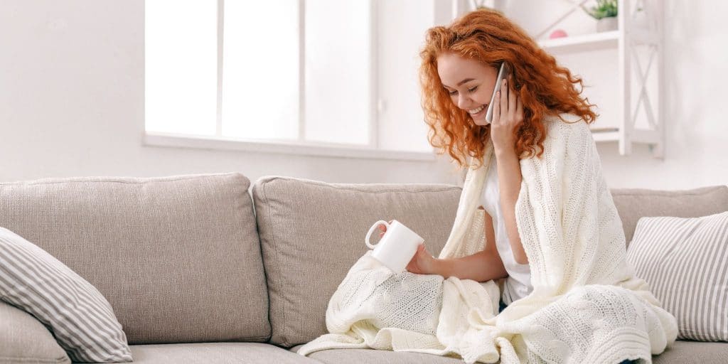 woman in throw blanket