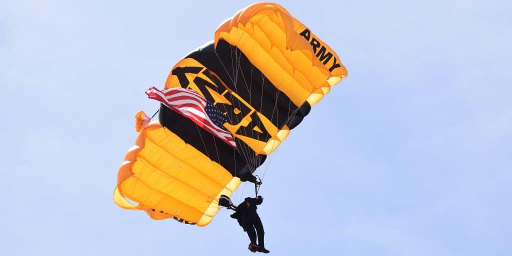 soldier in army parachute