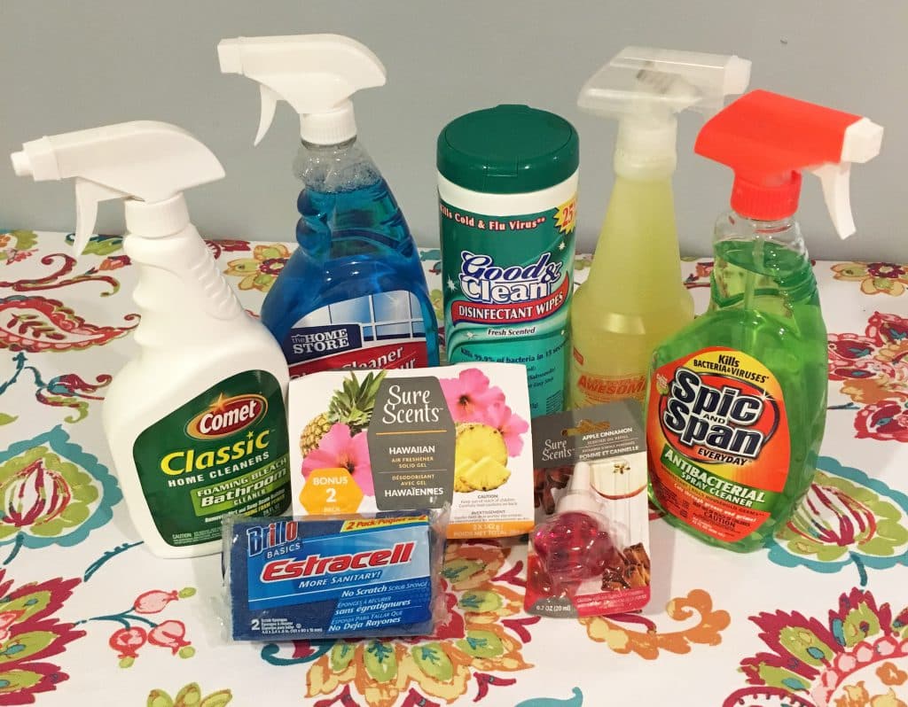 assortment of cleaning products