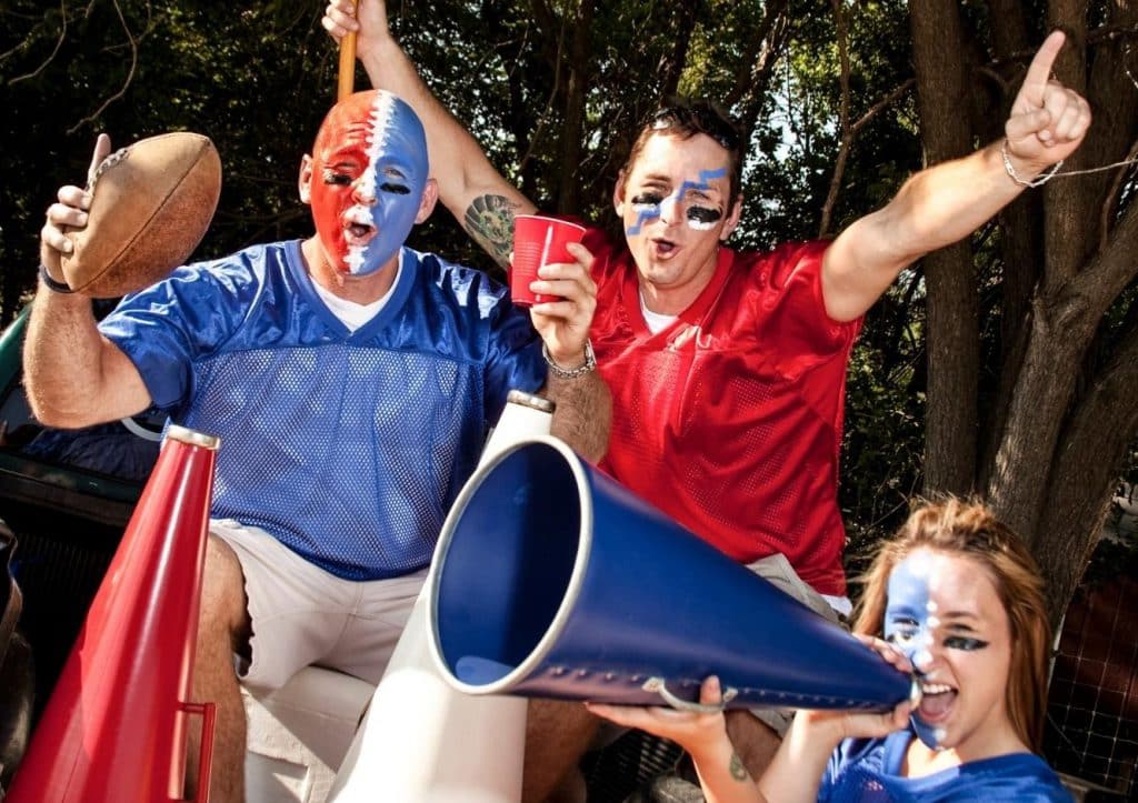 family tailgating at college game