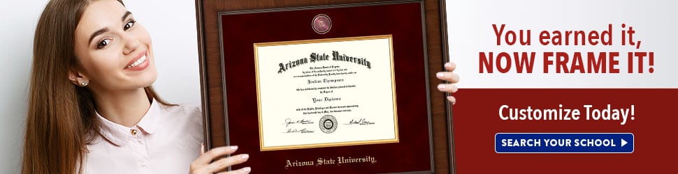 girl holding maroon diploma frame