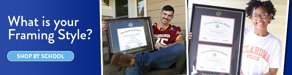 alumni holding diploma frames