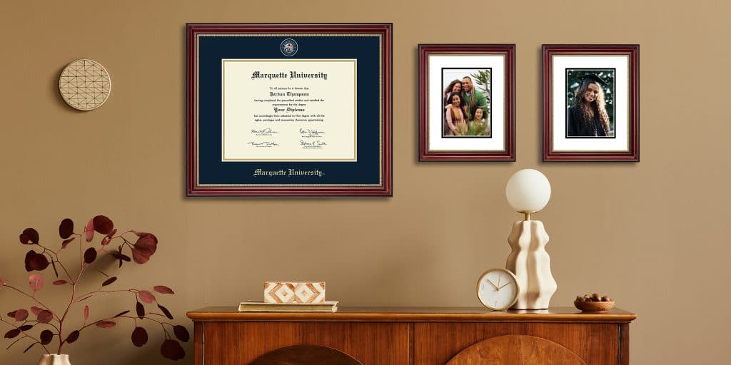 Presidential frame and photo frame on tan wall