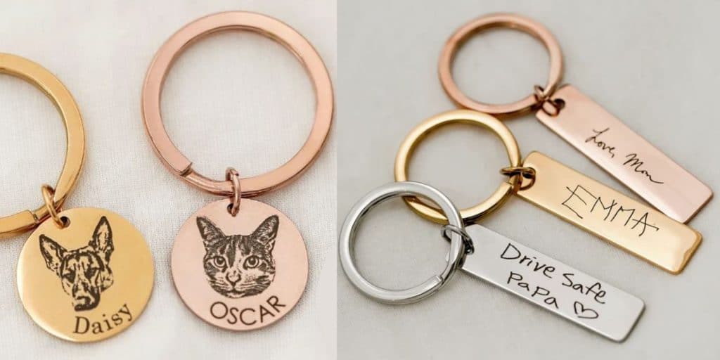 metal keychains with pets and engravings