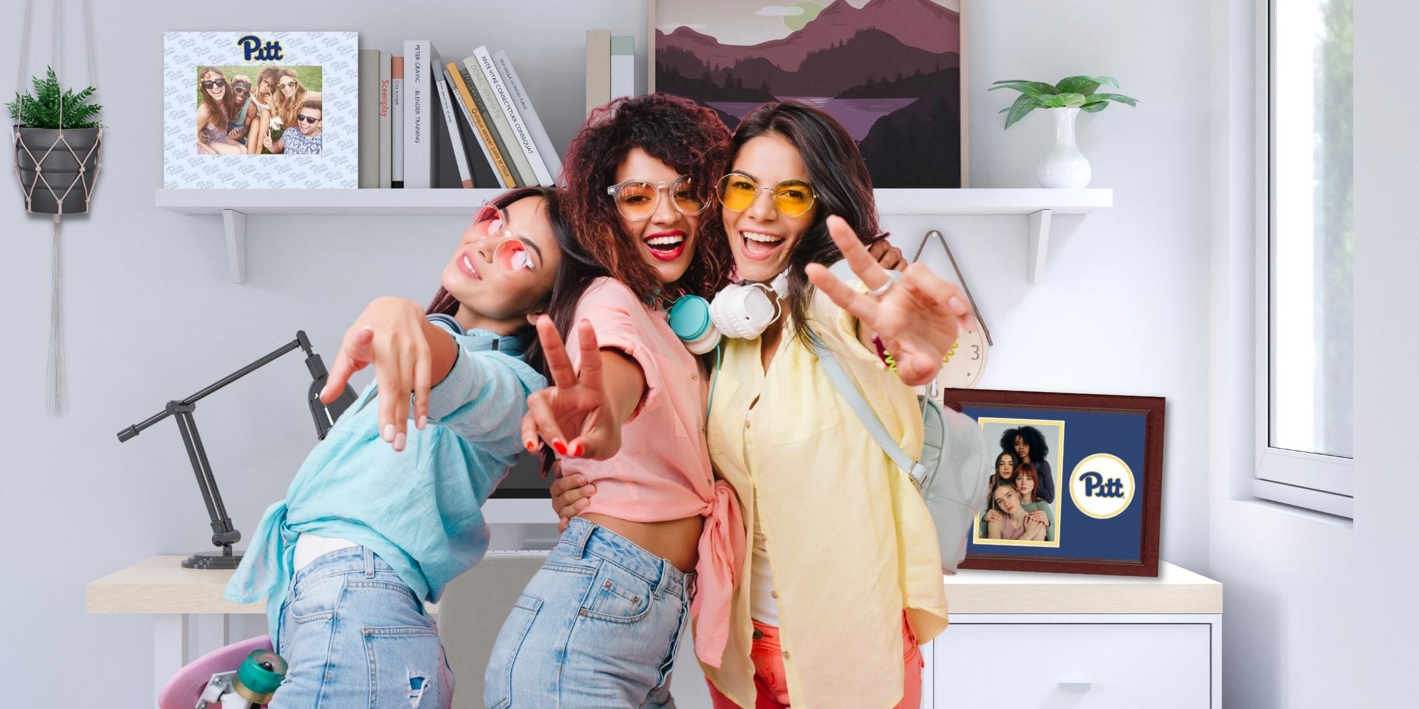 three college girls in dorm