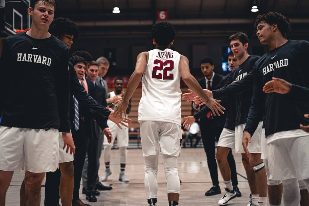 harvard basketball team preparing for game