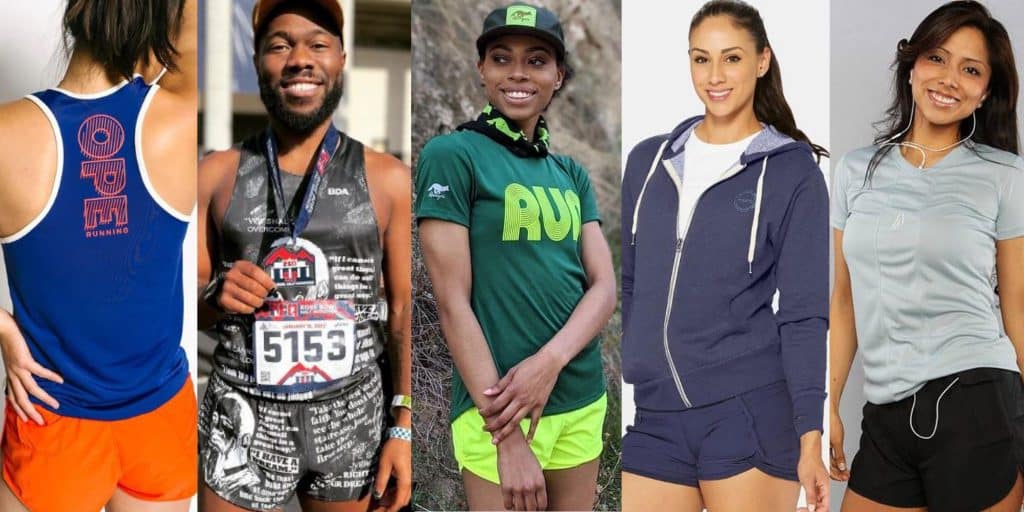 four women and one man in workout clothes