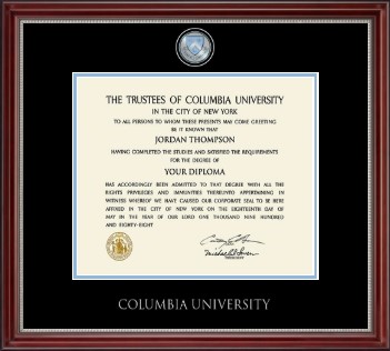 Columbia University Pewter Masterpiece Medallion diploma frame