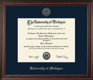 University of Michigan Gold Embossed diploma frame product