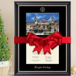 Flagler college degree frame with red Christmas bow on it