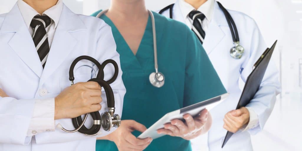 closeup of doctors with stethoscopes
