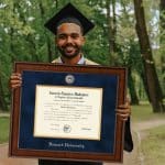grad holding howard university diploma frame