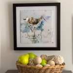 float mount frames with seagull and boat watercolors