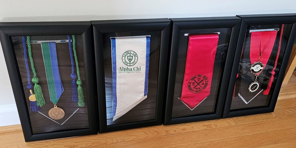 four graduation stole frames