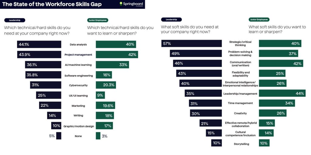 bar chart detailing skill sets that employers want