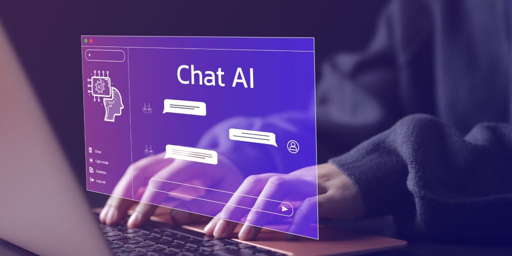 hands on laptop accessing chat AI