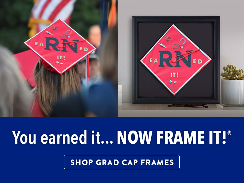 custom shadow box frame with decorated graduation cap inside - mobile blog ad