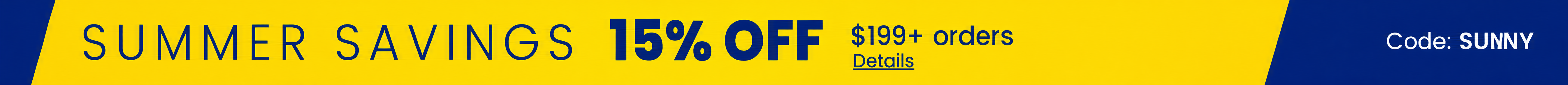 summer savings 15% off $199+ orders with code Sunny