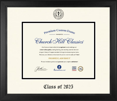 Black diploma frame with ‘Class of’ text design