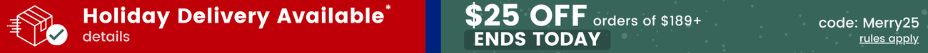Holiday delivery available. $25 off $189+ with code Merry25 ends today. Rules apply.