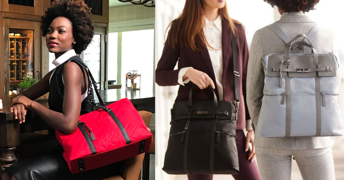business women with stylish tote bags