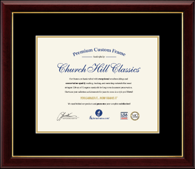 Classic custom diploma frame sized for 11 x 14 inch certificates