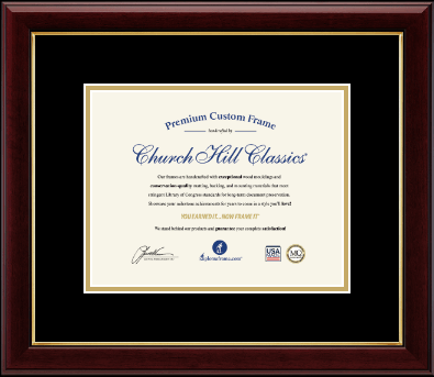 Classic custom diploma frame for 8½ x 11 inch certificates