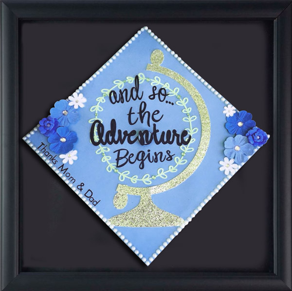 Square frame box for decorated graduation cap display