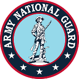 Official Army National Guard emblem featuring a colonial minuteman surrounded by stars within a circular red, white, and blue border.
