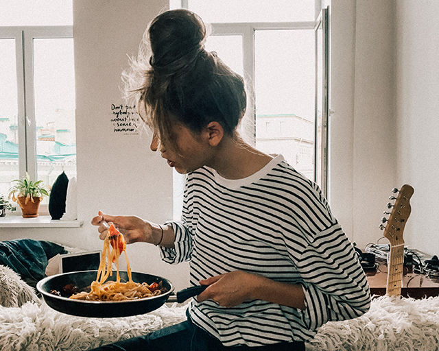 Girl eating her spaghettis